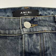 USA製 正規品 AMIRI アミリ Denim pants ヴィンテージ加工 デニムパンツ ジーンズ 革パッチ ボタンフライ ロゴプレート ヒゲ 31_画像7