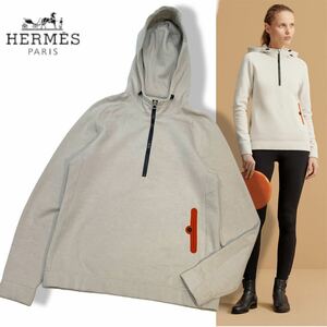 国内正規品 HERMES H/ZIP Sweatshirts エルメス フィット ハーフジップ スウェット トレーナー セリエ ロゴ フーディーパーカー L