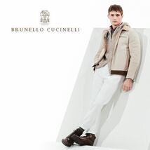 M34★美品★極上ムートンブルゾン ブルネロクチネリ BRUNELLO CUCINELLI レザージャケット ベージュ アイボリー ブラウン ライダース_画像1