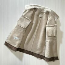 M34★美品★極上ムートンブルゾン ブルネロクチネリ BRUNELLO CUCINELLI レザージャケット ベージュ アイボリー ブラウン ライダース_画像3