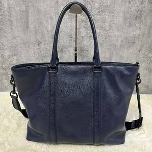 【美品】 COACH コーチ ぺプルドレザー メトロポリタン トートバッグ ビジネス 本革 シボ革 ネイビー 紺 A4 71807 1円スタートの画像5