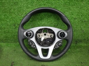 # H29 year Smart For Four C453 DBA-453042 prime original steering gear steering wheel black leather leather real run 24,202km used [ZNo:06003170]