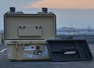 GPリテール 収納ボックス キャンプ アウトドア ツールボックス 工具箱 車載 積み重ね 幅39.5×奥行22.5×高さ18cm (カーキ)