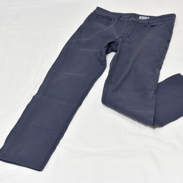 UNIQLO JEANS 28 スキニーフィット メンズ チェック ストレッチパンツ ボトムス 70 ズボン ブルー 古着 スリム