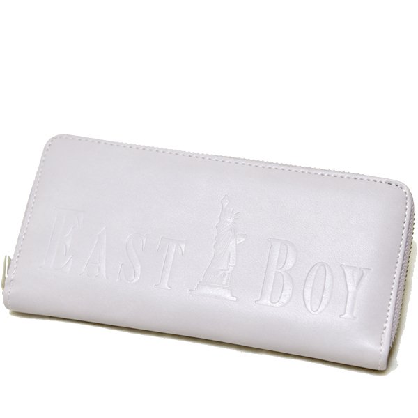 EASTBOY 長財布 新品 ラウンドファスナー ビッグロゴ イーストボーイ パープル 紫 レディース 未使用 レザー 女性用