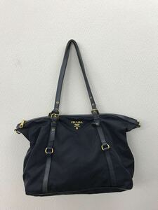 4216 PRADA プラダ ナイロン ハンドバッグ レザー トートバッグ ショルダーバッグ 黒 肩掛け 208 2way