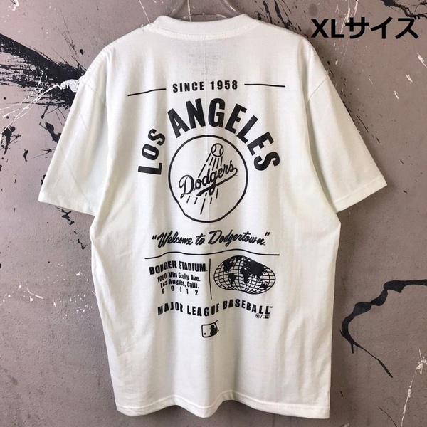 即決　新品　送料無料　ロサンゼルス　ドジャース　MLB　Tシャツ　XL　白　夏T　ベースボール　メジャーリーグ　大谷翔平　大リーグ　