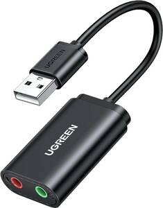 UGREEN USB オーディオ 変換アダプタ 外付け サウンドカード USB 3.5mm ミニ ジャック ヘッドホン・マイク端子