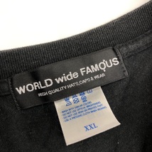 【222015】WORLD wide FAMOUS ワールドワイドフェイマス ロンT 長袖シャツ Tシャツ 黒 ブラック XXL 白 ホワイト ロゴ_画像5