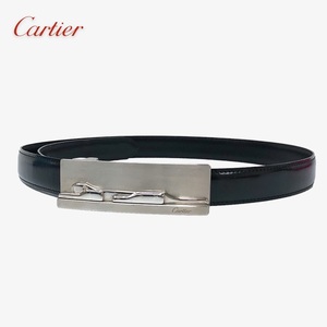 【ITFDA7YQ7GLW】美品 Cartier カルティエ パンテール パンサー ブラック パテント レザー ベルト