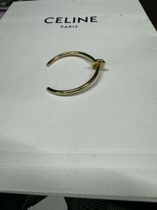 1 jpy start Celine CELINE knot extra sin bracele / Gold finish brass Gold bangle bracele 