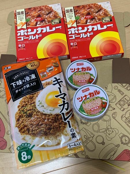 レトルトカレー辛口、缶詰など　