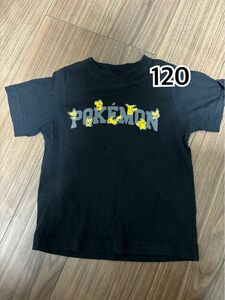 GU ポケモン ピカチュウ ピチュー Tシャツ 半袖 黒 120 キッズ 