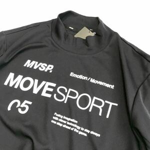 〓K044新品 【メンズXXL( XO)】ブラック DESCENTE デサント 半袖 モックネック シャツ ゴルフ 吸汗速乾 ストレッチ