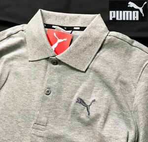 ♯C036新品【メンズL】プーマゴルフ PUMA ピケポロシャツ　半袖 ゴルフ グレー　タグ付き