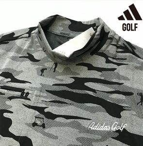 *H637 новый товар [ мужской XL(O)] камуфляж серый Adidas Golf камуфляж -ju принт . пот скорость . короткий рукав mok шея рубашка (0)