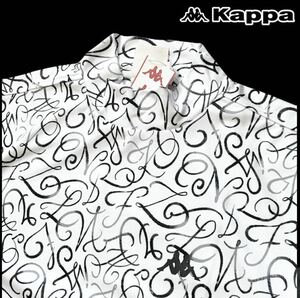 ^B284 новый товар [ мужской M] общий рисунок белый серый [Kappa GOLF] Kappa Golf . пот скорость . антибактериальный дезодорация в целом дизайн стрейч mok шея рубашка с коротким рукавом 
