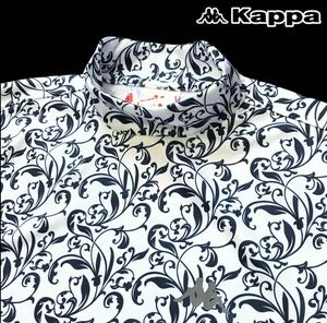 *H622 новый товар [ мужской L] общий рисунок leaf рисунок белый [Kappa GOLF] Kappa Golf . пот скорость . антибактериальный дезодорация стрейч mok шея рубашка с коротким рукавом 