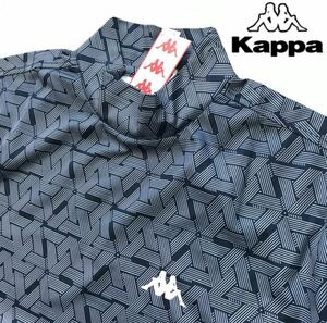 *H628 новый товар [ мужской L] геометрический рисунок темно-синий [Kappa GOLF] Kappa Golf . пот скорость . антибактериальный дезодорация стрейч mok шея рубашка с коротким рукавом 