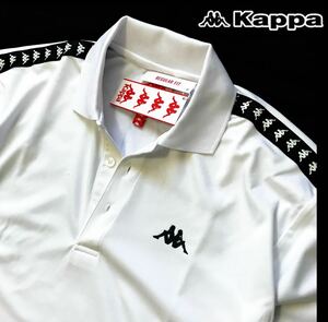 *H631 новый товар [ мужской LL(XL)] белый [Kappa GOLF] Kappa Golf . пот скорость . антибактериальный дезодорация Logo линия стрейч рубашка-поло с коротким рукавом (0)