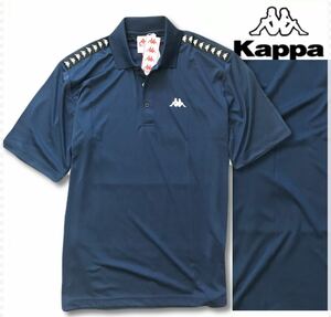 *H635 новый товар [ мужской LL] темно-синий [Kappa GOLF] Kappa Golf . пот скорость . антибактериальный дезодорация Logo линия стрейч рубашка-поло с коротким рукавом (0)