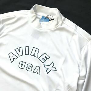 ◆H638新品 メンズL【AVIREX GOLF】白 アヴィレックス ゴルフ 刺繍ロゴ モックネック 半袖シャツ 定価9900円(0)の画像2