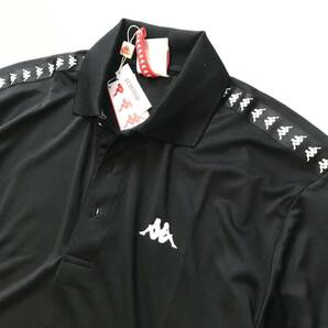 ◆H632新品【メンズL】黒【Kappa GOLF】カッパゴルフ 吸汗速乾 抗菌防臭 ロゴライン ストレッチ 半袖ポロシャツの画像2