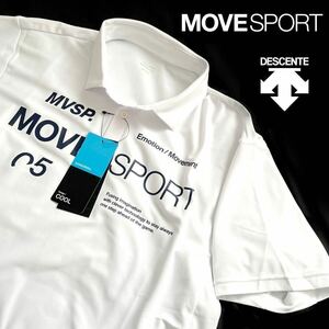 *H591 новый товар [ мужской XL(O)] белый Golf DESCENTE MOVE SPORT Descente Move спорт SUNSCREEN COOL. пот скорость . рубашка-поло высокое качество ....