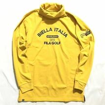 ◎129新品【メンズXL(O)】イエロー FILA GOLF フィラ ゴルフ フロントロゴ 起毛スムース 保温 長袖タートルネックシャツ 一枚で着用可_画像2