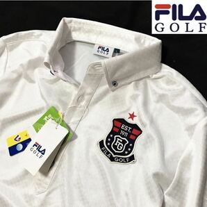 新品【メンズLL 】白【FILA GOLF】フィラゴルフ COOL TOUCH光沢 高品質 接触冷感 吸汗速乾 ロゴ 半袖ポロシャツの画像1