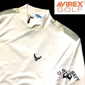 *H377 новый товар мужской LL(XL)[AVIREX GOLF] белый Avirex Golf задняя сторона камуфляж Logo mok шея рубашка с коротким рукавом обычная цена 9900 иен 