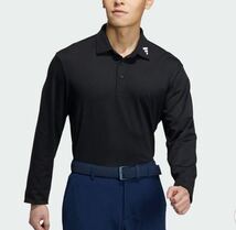 ●M188新品 【メンズXXL】黒 アディダスゴルフ 裏起毛 ボタンダウン ポロシャツ 長袖 adidas GOLF ゴルフウェア 高品質生地_画像2