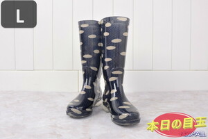 1 start * rain boots [502] L size 7 black polka dot large waterproof rain shoes lady's rain shoes boots rainy season measures . slide waterproof rain snow clear weather combined use 