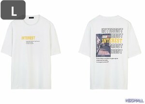 人気商品 ☆ 丸首 半袖 Tシャツ【469】 ホワイト Lサイズ トップス シャツ シンプル イラスト デザイン 春夏