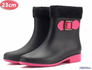  rain measures .* rain boots [499] 23.0cm black jockey boots waterproof rain shoes lady's boots rain boots 
