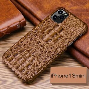  popular commodity * I ho n crocodile type pushed . leather smartphone case Brown I ho n case mobile case cover iPhone13mini [414]