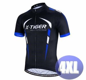 x-tiger サイクリングウェア 半袖 4XLサイズ 自転車 ウェア サイクルジャージ 吸汗速乾防寒 新品 インポート品【n604-bl】
