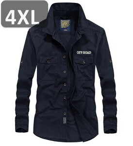 メンズ 長袖 シャツ ネイビー 4XL 長袖 シャツ 春秋【n187】