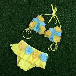 [ new goods ] separate swimsuit ( 100 - 120 ) 2 point set yellow flower! girl girls pretty bikini swi-016-10-a