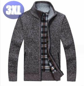 ニットジャケット ブラウン 3XLサイズ ジッパー セーター　