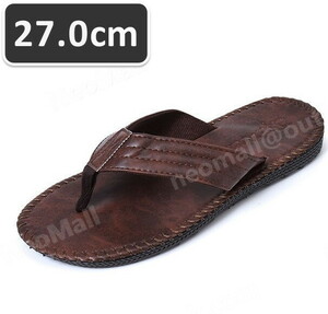 1 старт мужской PU кожа пляжные шлепанцы Brown 27.0cm *076 resort сандалии 