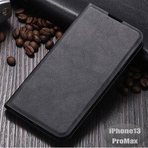 iPhone13PROMax case PU leather stylish smartphone case smartphone cover black Impact-proof impact absorption [n277]