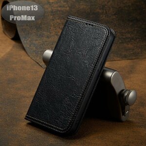 iPhone13PROMax case PU leather stylish smartphone case smartphone cover black Impact-proof impact absorption [n279]