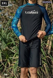 [365] мужской Rush Guard брюки верх и низ в комплекте 3XL размер длинный рукав серфинг shuno-ke кольцо .! купальный костюм body type покрытие UV cut навес 