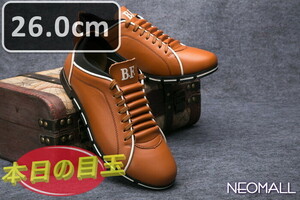 ☆ 激安 メンズ スニーカー 26.0cm オレンジ 靴 シューズ 防滑 ランニング ジョギング 通勤 通学 旅行 【784】