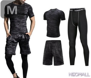  running wear short sleeves 3 point set M size [0-021] training wear sport wear compression wear speed . ventilation . sweat height elasticity 