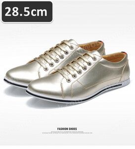 メンズ カジュアル スニーカー ゴールド サイズ 28.5cm 革靴 靴 カジュアル 屈曲性 通勤 軽量 インポート品【n044】