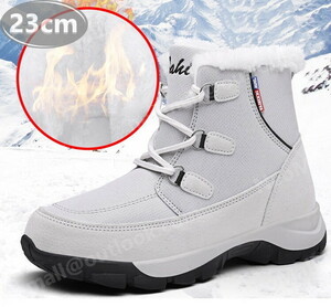  женский снегоступы [972] серый 23.0cm мутон ботинки спортивные туфли winter ботинки обратная сторона ворсистый водонепроницаемый защищающий от холода . скользить зимний обувь хлопок обувь 