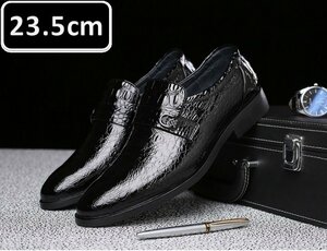 メンズ ビジネス レザー シューズ ブラック サイズ 23.5cm 革靴 靴 カジュアル 屈曲性 通勤 軽量 柔らかい 新品 【225】