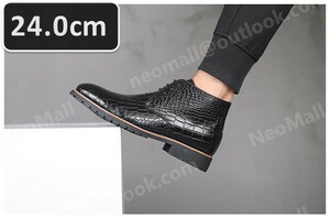 PU leather men's Shute boots black size 24.0cm leather shoes shoes casual . bending . commuting light weight imported car goods [n033]